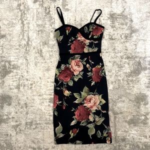 Black Halo Black & Red Floral Dress, size 0